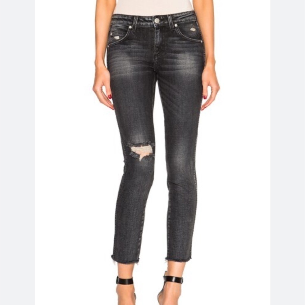 AMO Stix Vixen Destroy Distressed Gray Jeans Revolve Size 28